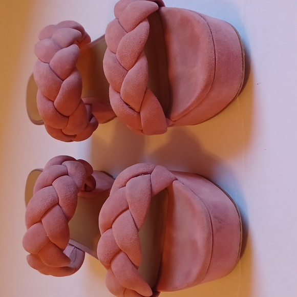 Rebecca Minkoff Imani Pink Braided Genuine Suede Platform Slide Sandals sz 7.5 - Picture 11 of 11